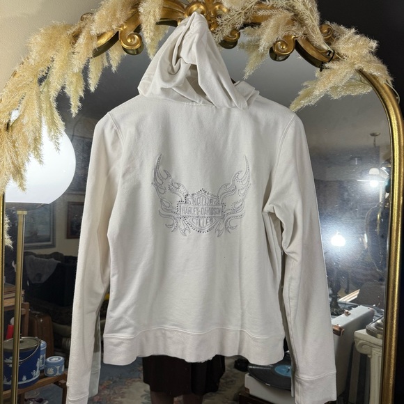 Harley Davidson Women’s White Casual Rhinestone Jacket - Picture 5 of 7